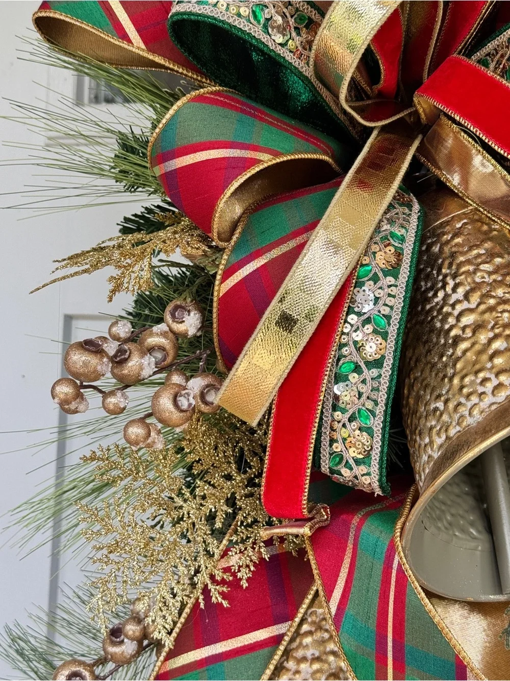 All Season Elegance Gold Bell Wreath